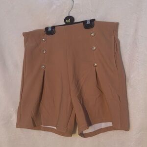 Women's Tan Button-Detail Shorts